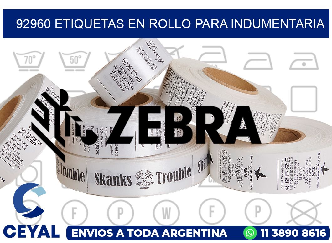 92960 Etiquetas en rollo para indumentaria
