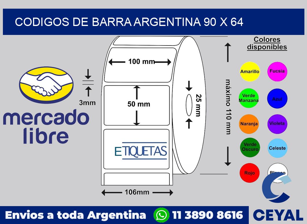 Codigos de barra Argentina 90 x 64