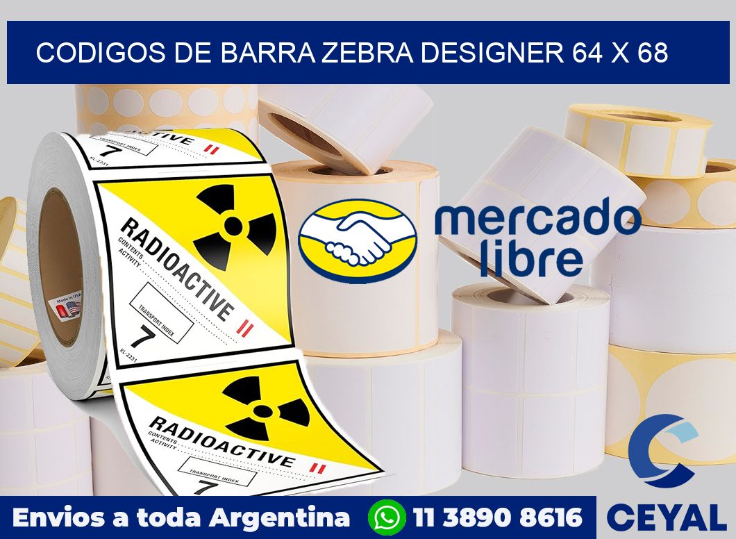 Codigos de barra Zebra designer 64 x 68