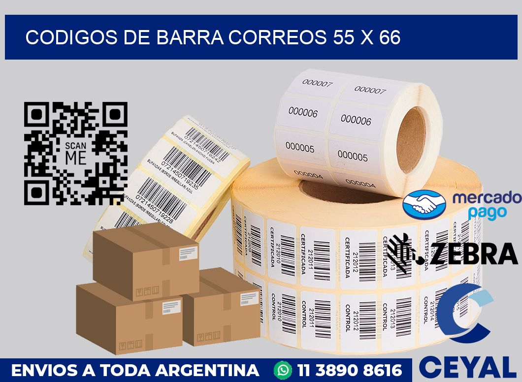 Codigos de barra correos 55 x 66