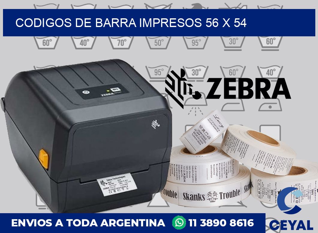 Codigos de barra impresos 56 x 54