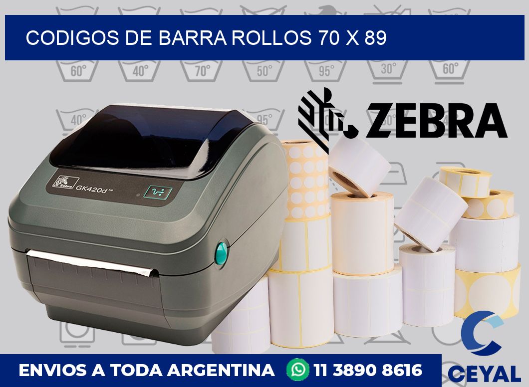 Codigos de barra rollos 70 x 89