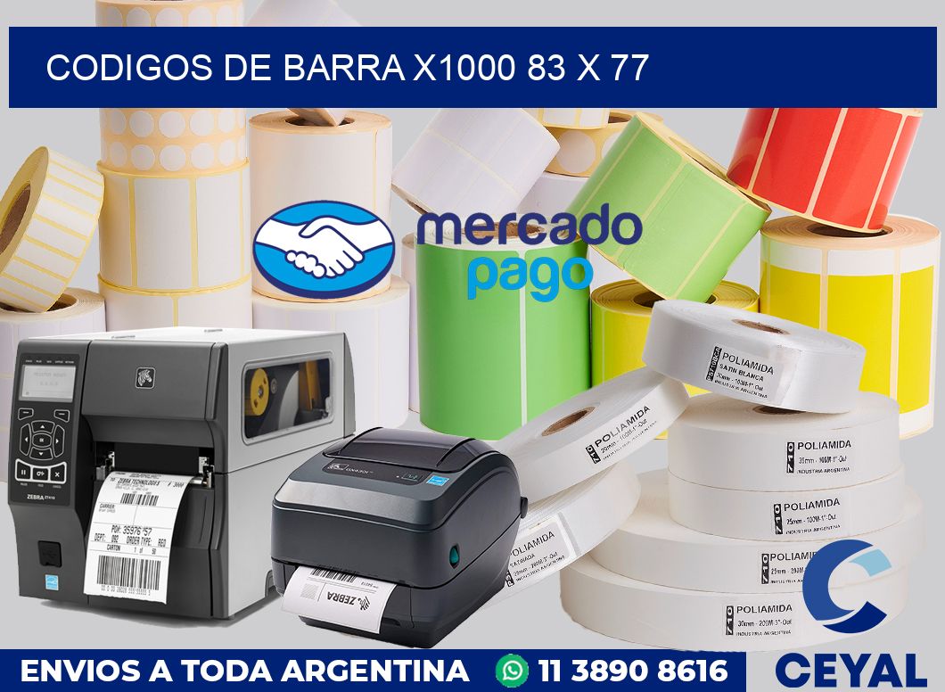 Codigos de barra x1000 83 x 77