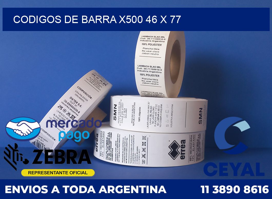 Codigos de barra x500 46 x 77