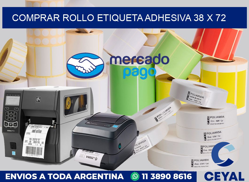 Comprar rollo etiqueta adhesiva 38 x 72