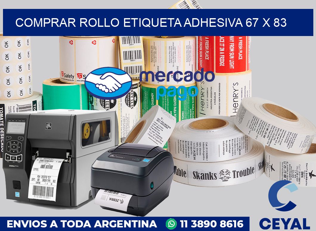 Comprar rollo etiqueta adhesiva 67 x 83