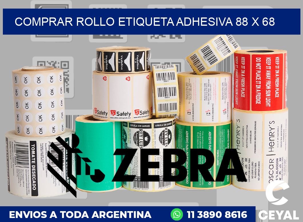 Comprar rollo etiqueta adhesiva 88 x 68
