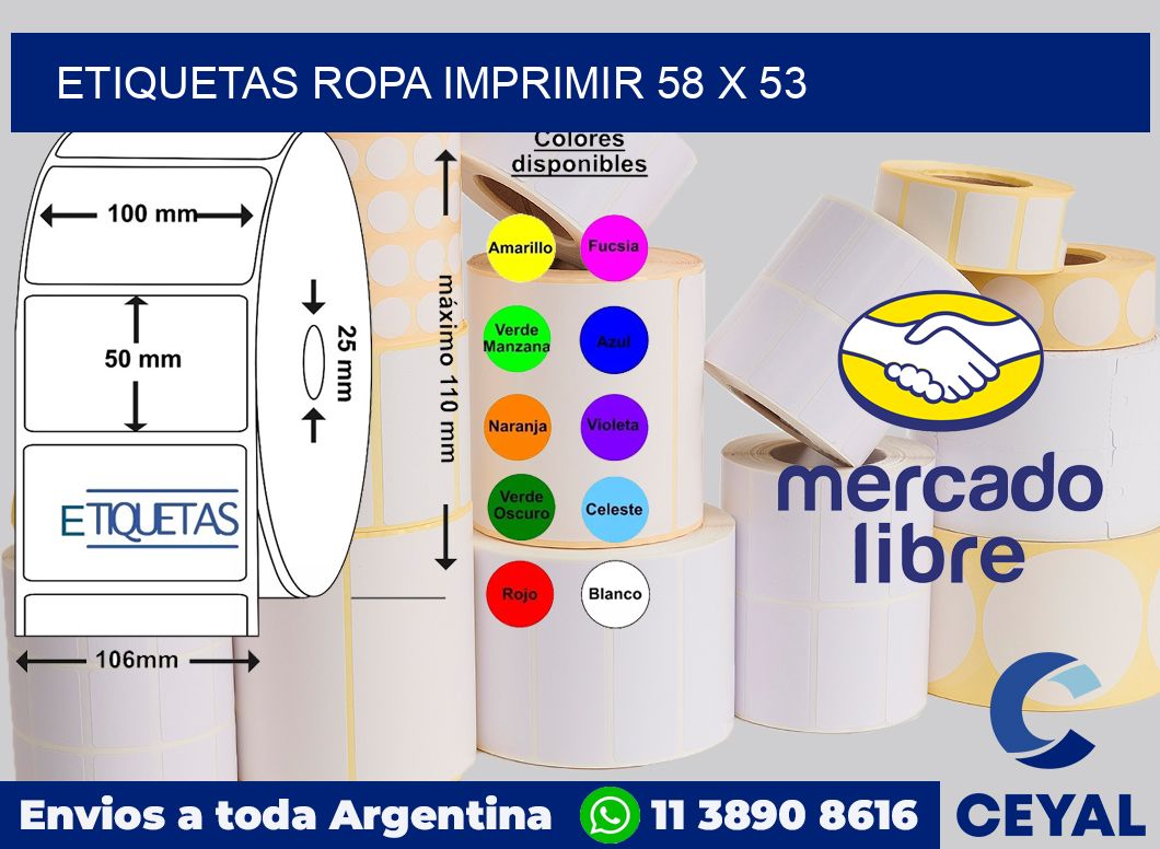 Etiquetas ropa imprimir 58 x 53