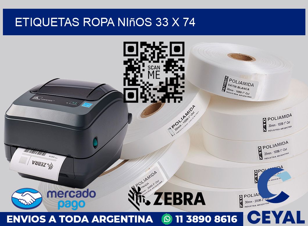 Etiquetas ropa niños 33 x 74