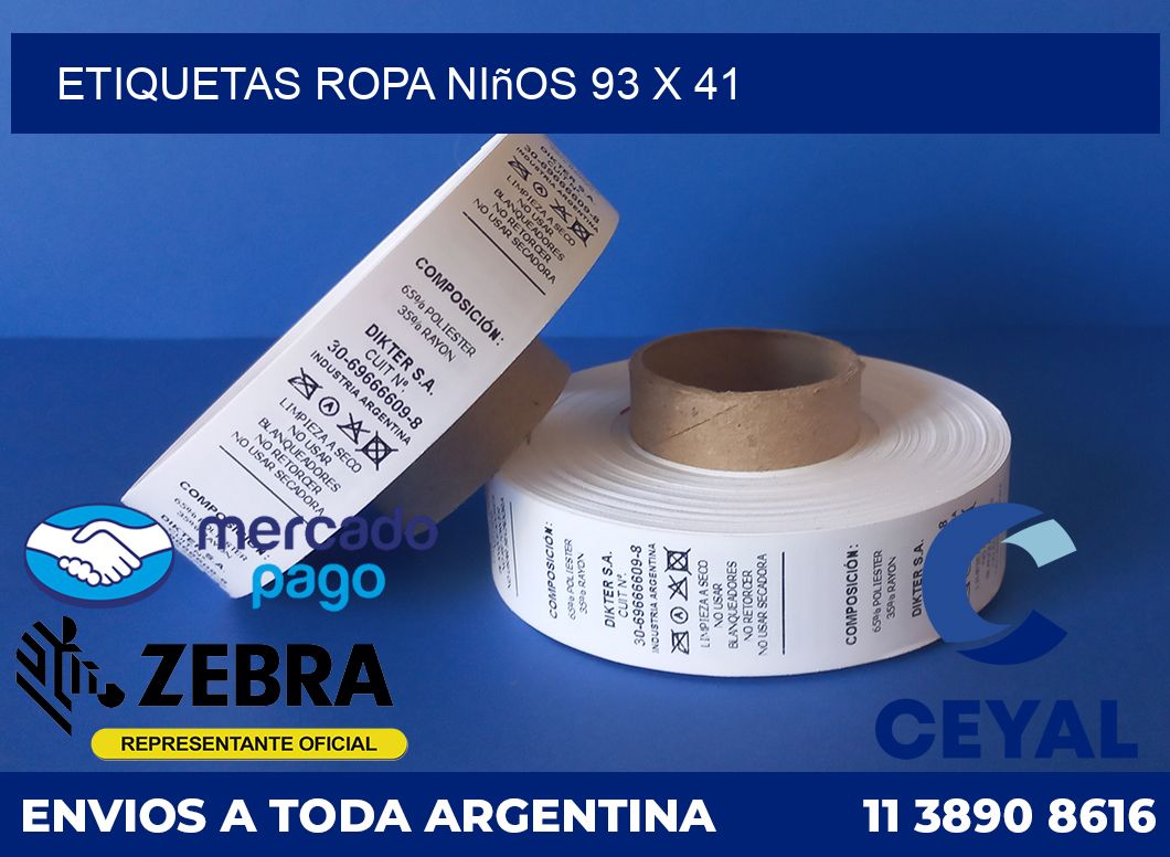Etiquetas ropa niños 93 x 41