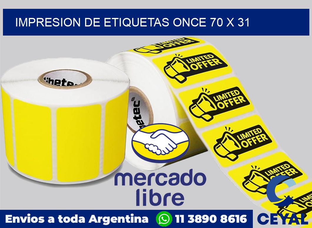 Impresion de etiquetas Once 70 x 31