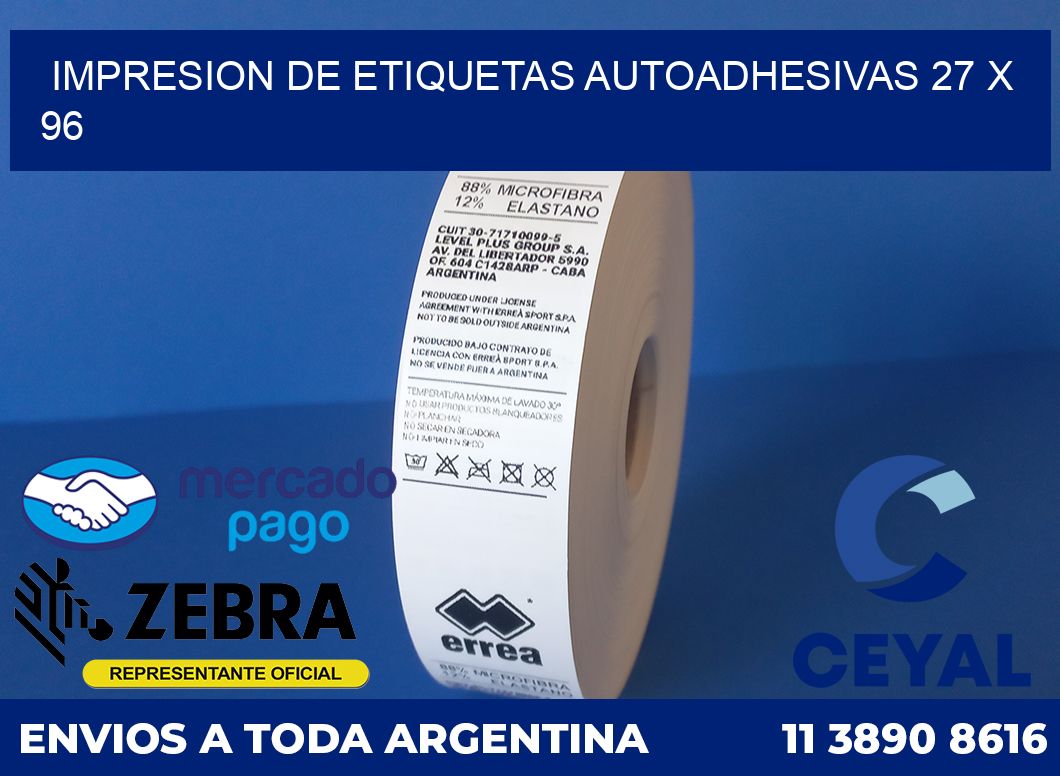 Impresion de etiquetas autoadhesivas 27 x 96