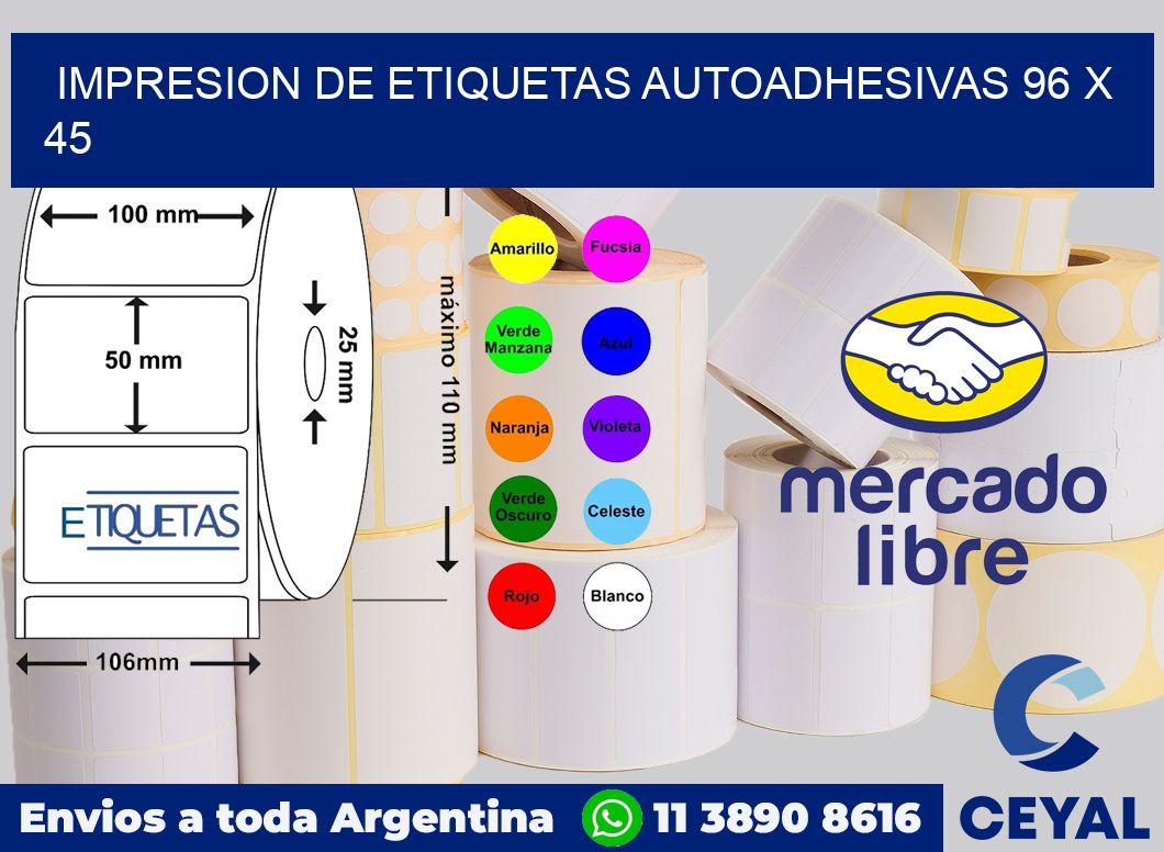 Impresion de etiquetas autoadhesivas 96 x 45