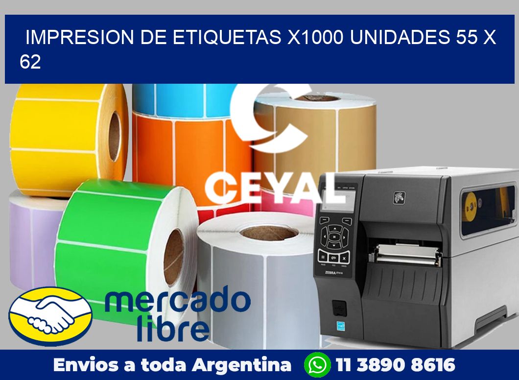 Impresion de etiquetas x1000 unidades 55 x 62