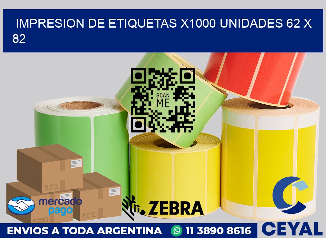 Impresion de etiquetas x1000 unidades 62 x 82