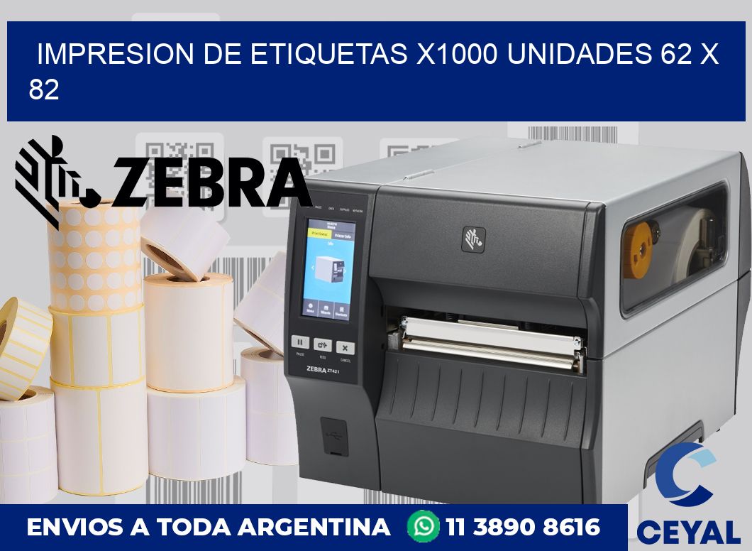Impresion de etiquetas x1000 unidades 62 x 82