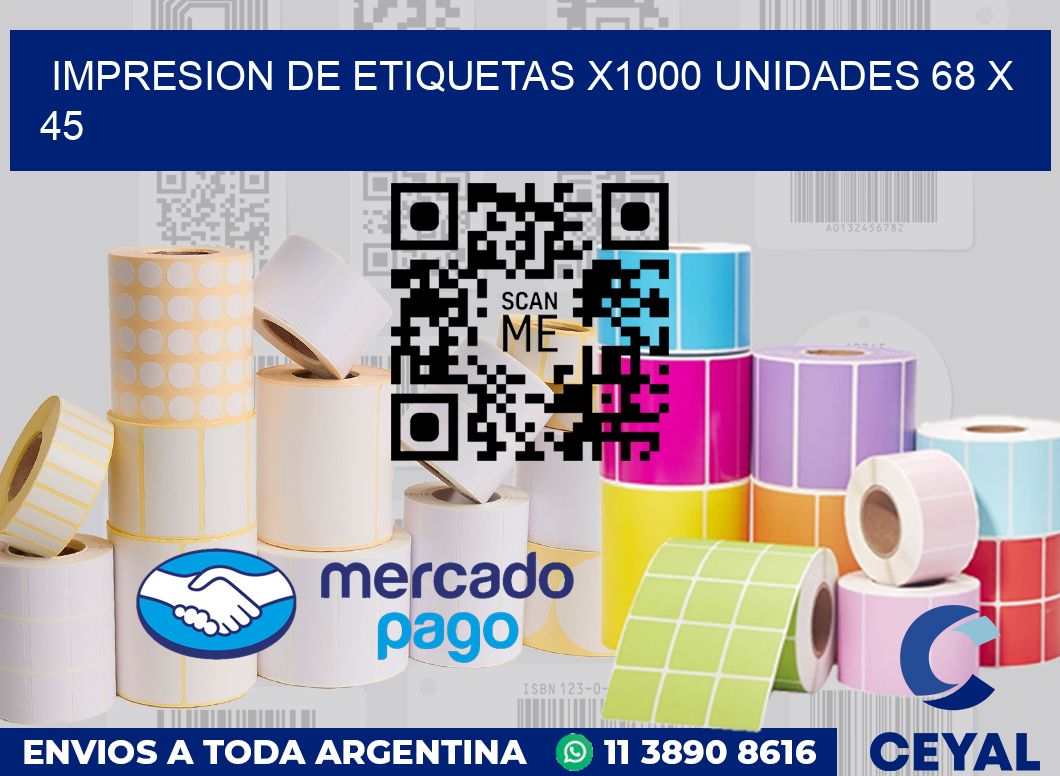 Impresion de etiquetas x1000 unidades 68 x 45