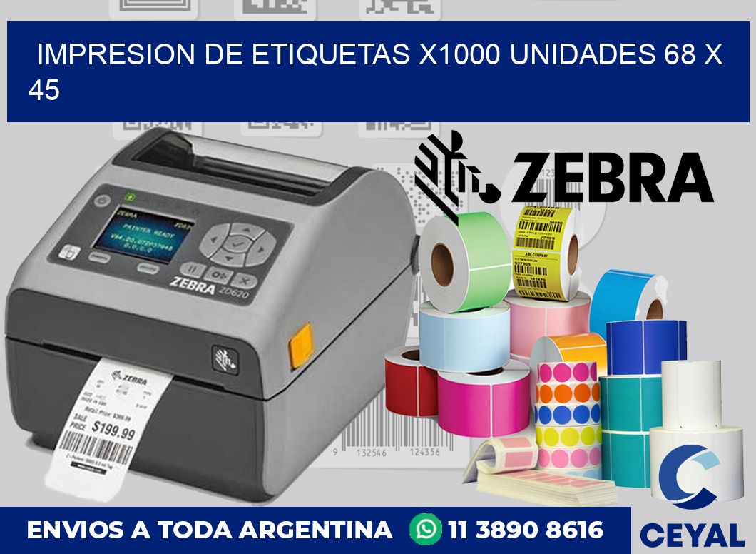 Impresion de etiquetas x1000 unidades 68 x 45