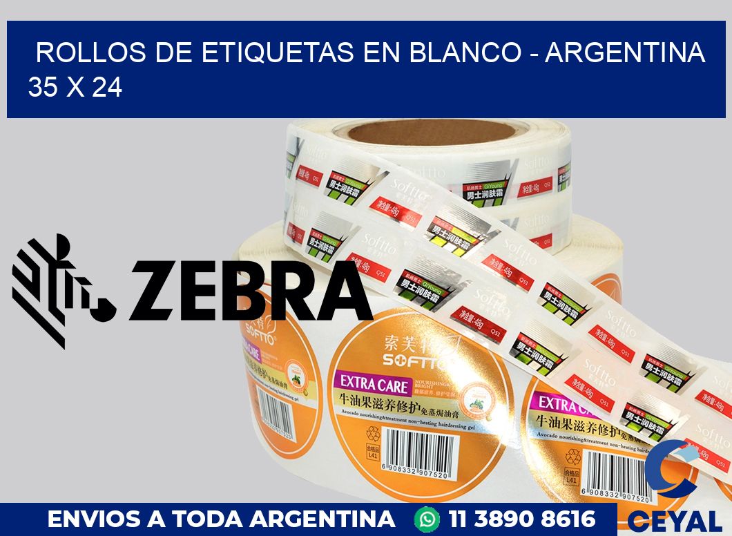 Rollos de etiquetas en blanco - Argentina 35 x 24