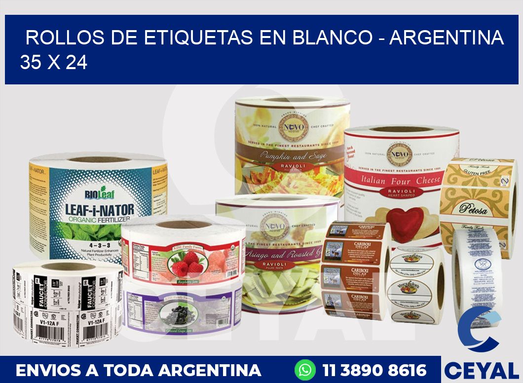 Rollos de etiquetas en blanco – Argentina 35 x 24