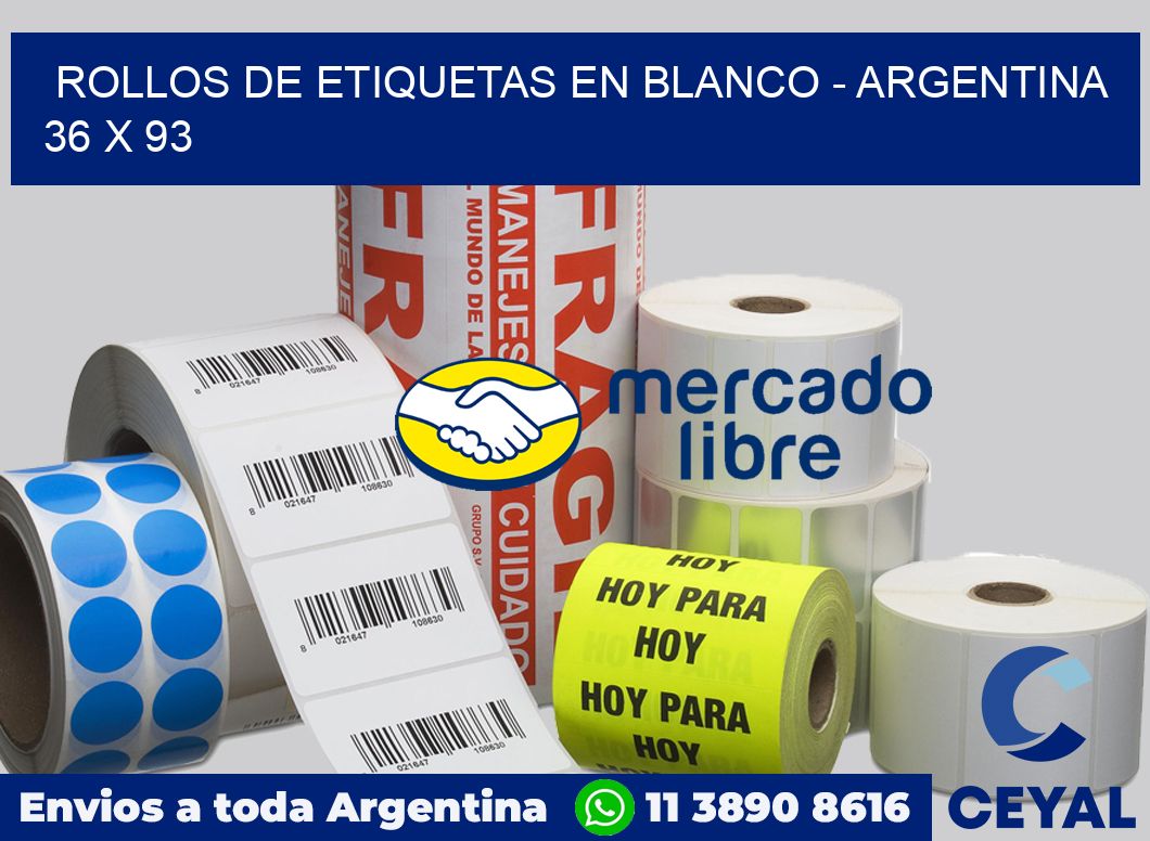 Rollos de etiquetas en blanco - Argentina 36 x 93