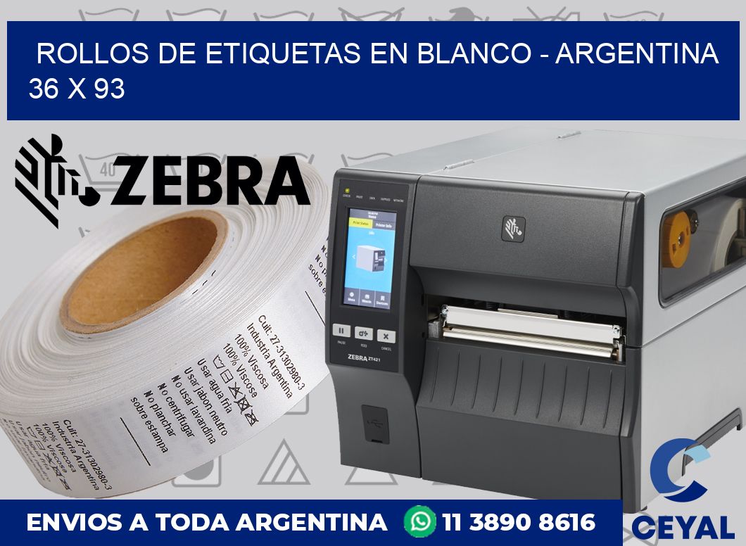 Rollos de etiquetas en blanco – Argentina 36 x 93
