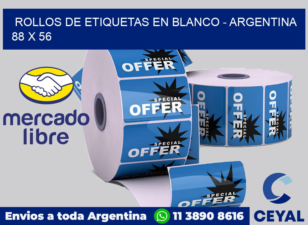 Rollos de etiquetas en blanco - Argentina 88 x 56