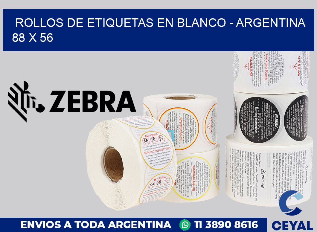 Rollos de etiquetas en blanco - Argentina 88 x 56
