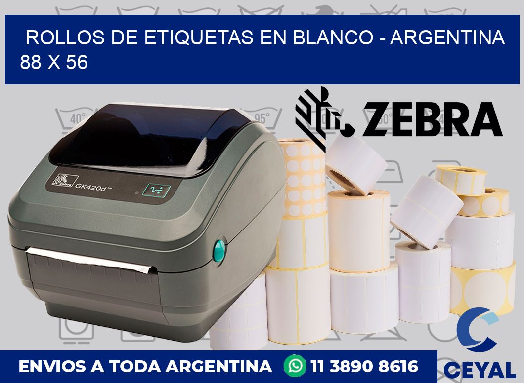 Rollos de etiquetas en blanco – Argentina 88 x 56