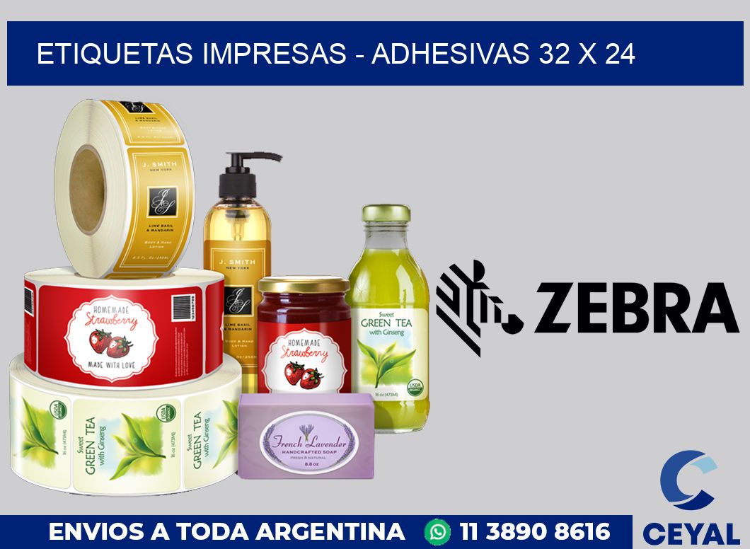 etiquetas impresas - Adhesivas 32 x 24