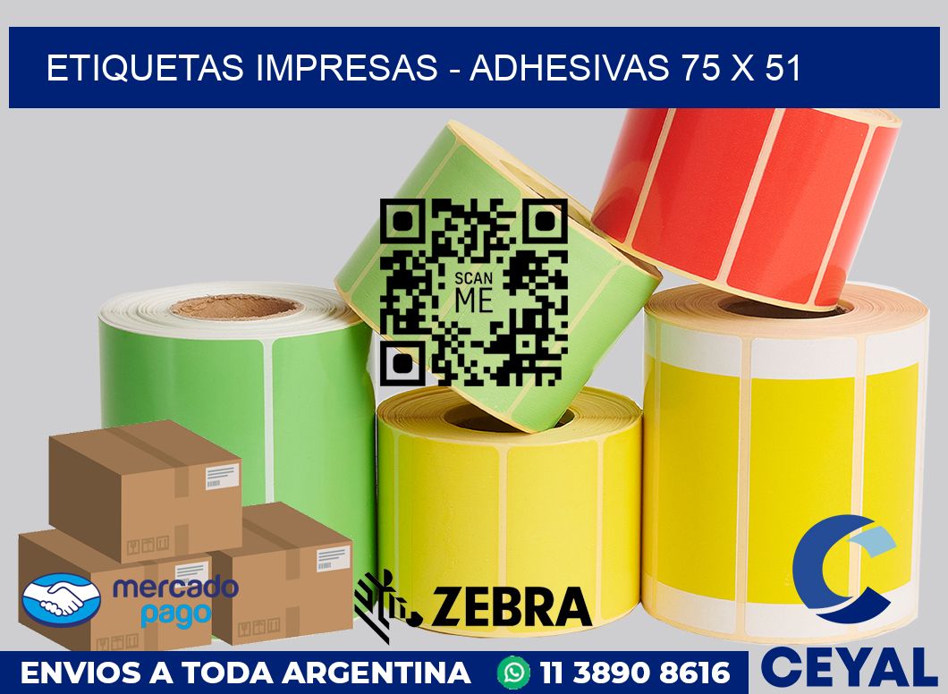 etiquetas impresas - Adhesivas 75 x 51