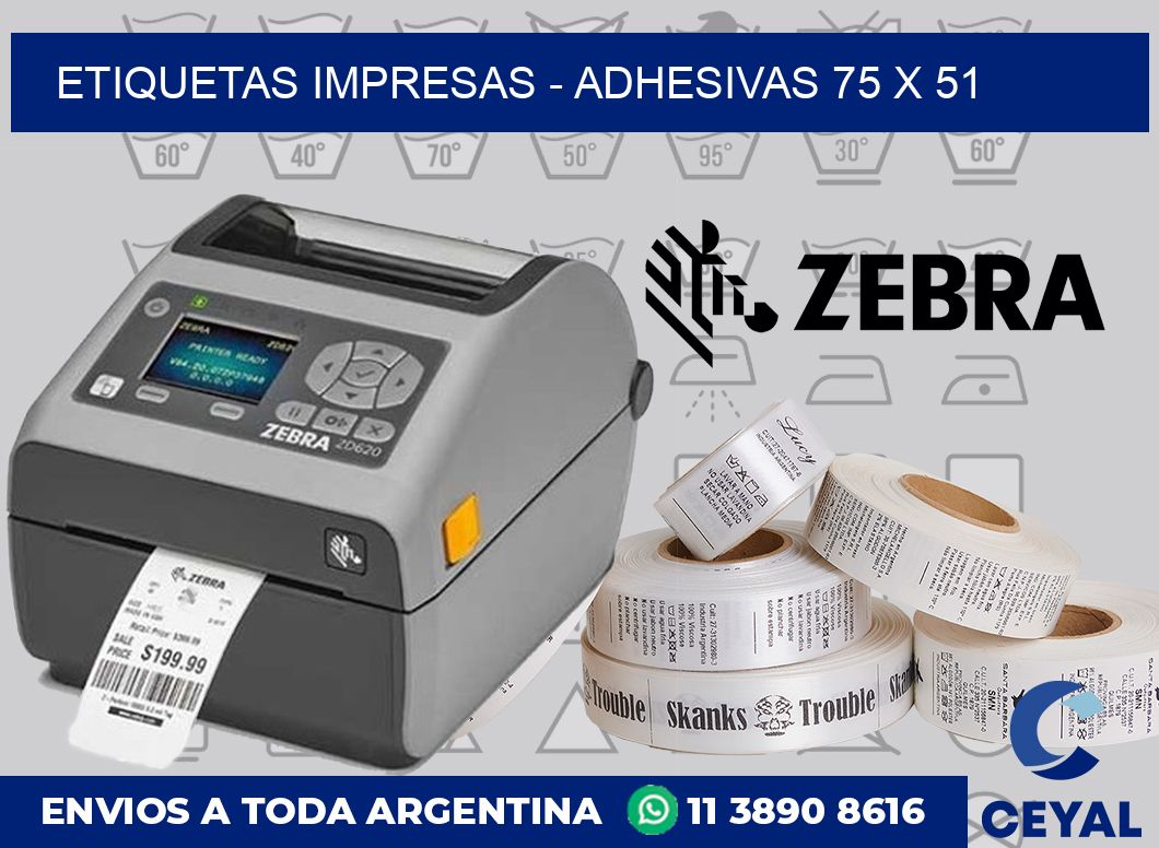 etiquetas impresas - Adhesivas 75 x 51