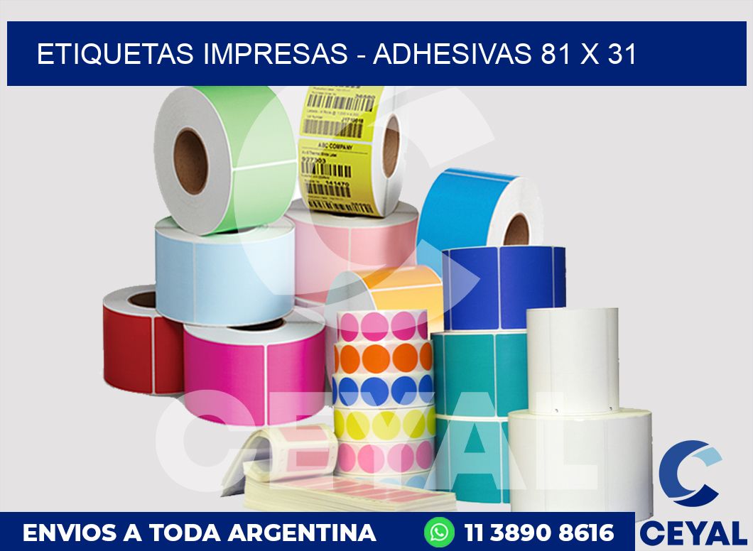 etiquetas impresas - Adhesivas 81 x 31