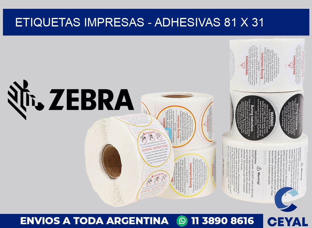 etiquetas impresas - Adhesivas 81 x 31