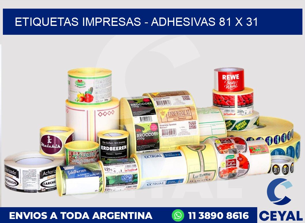 etiquetas impresas – Adhesivas 81 x 31