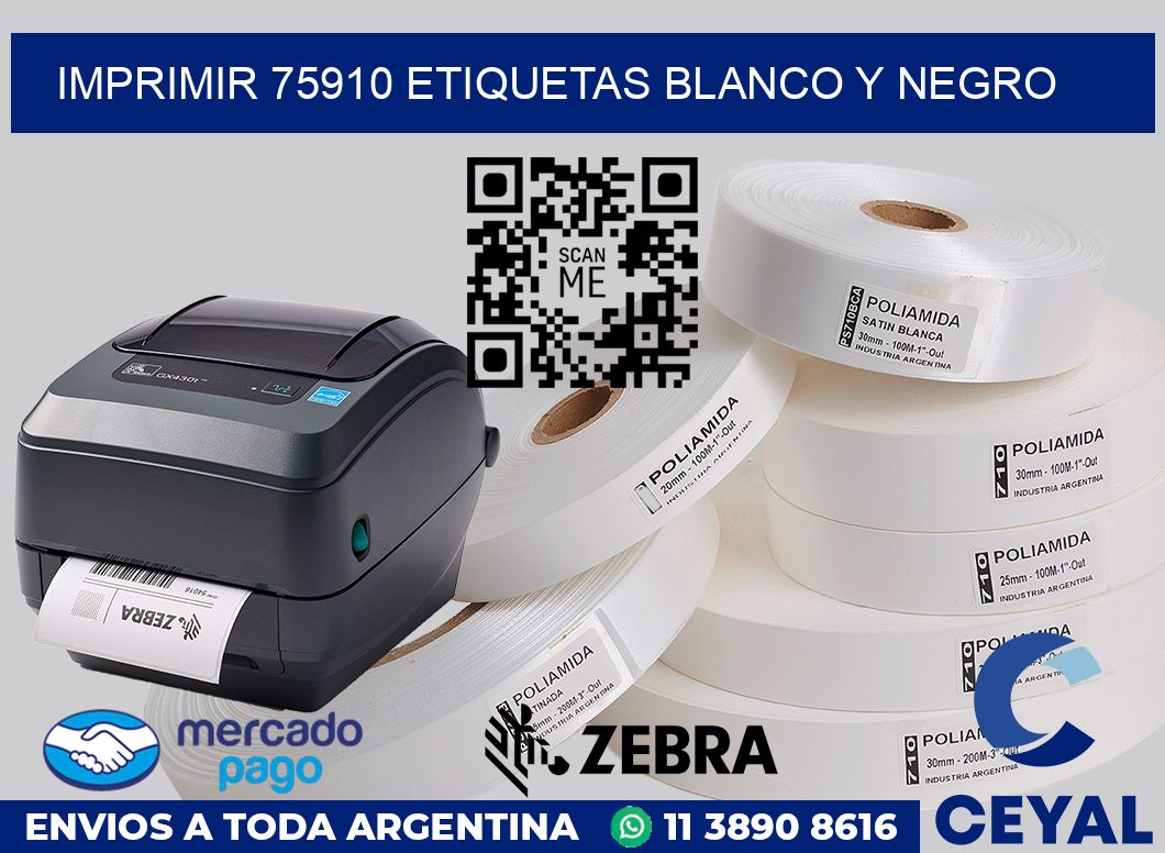 imprimir 75910 etiquetas blanco y negro