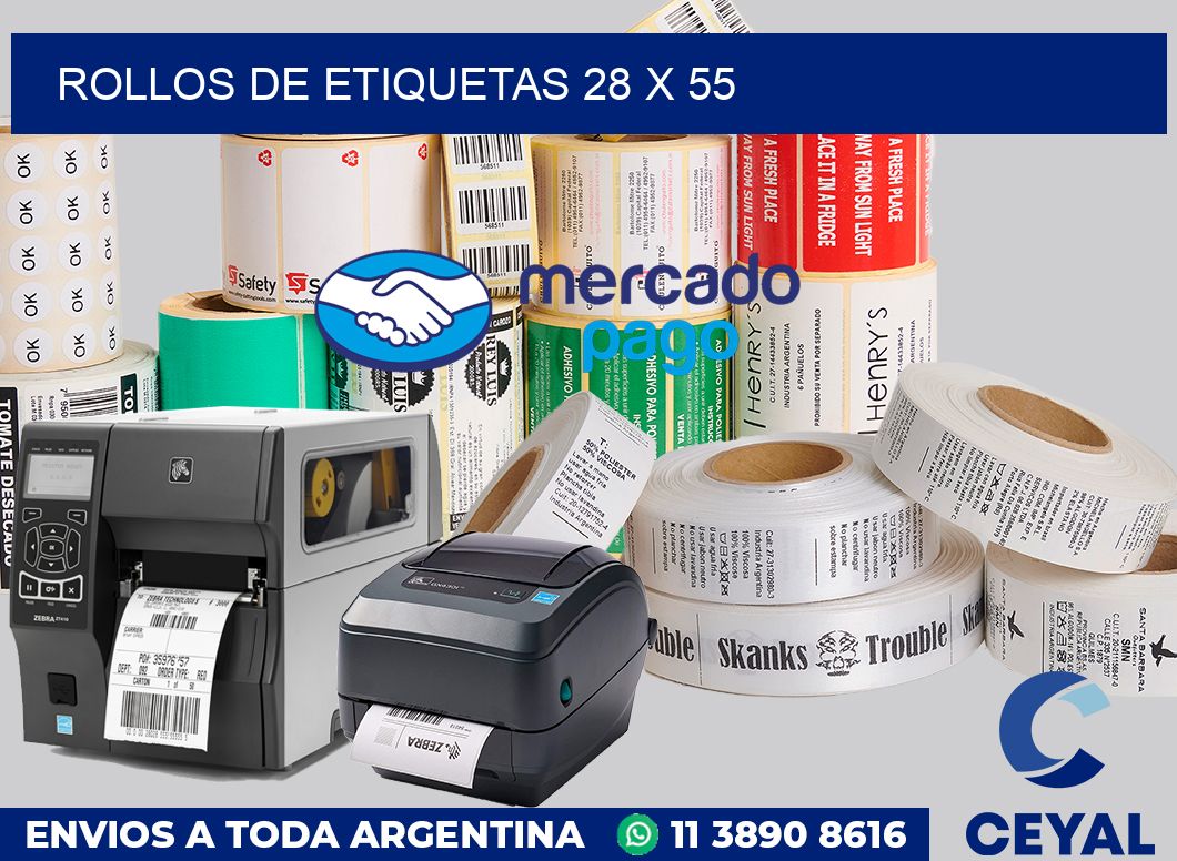 rollos de etiquetas 28 x 55