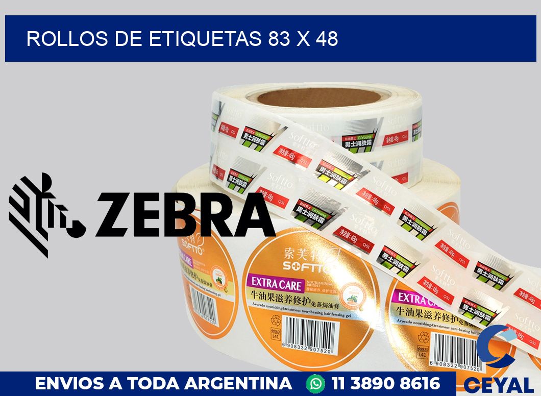 rollos de etiquetas 83 x 48