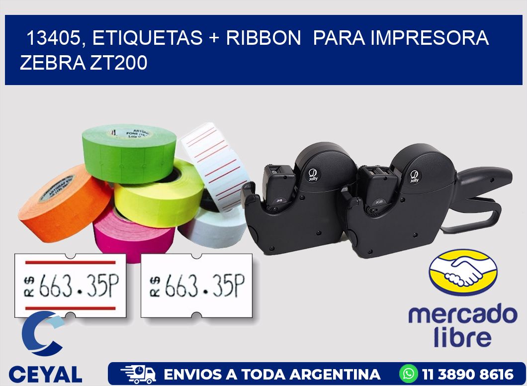 13405, etiquetas + ribbon  para impresora zebra ZT200