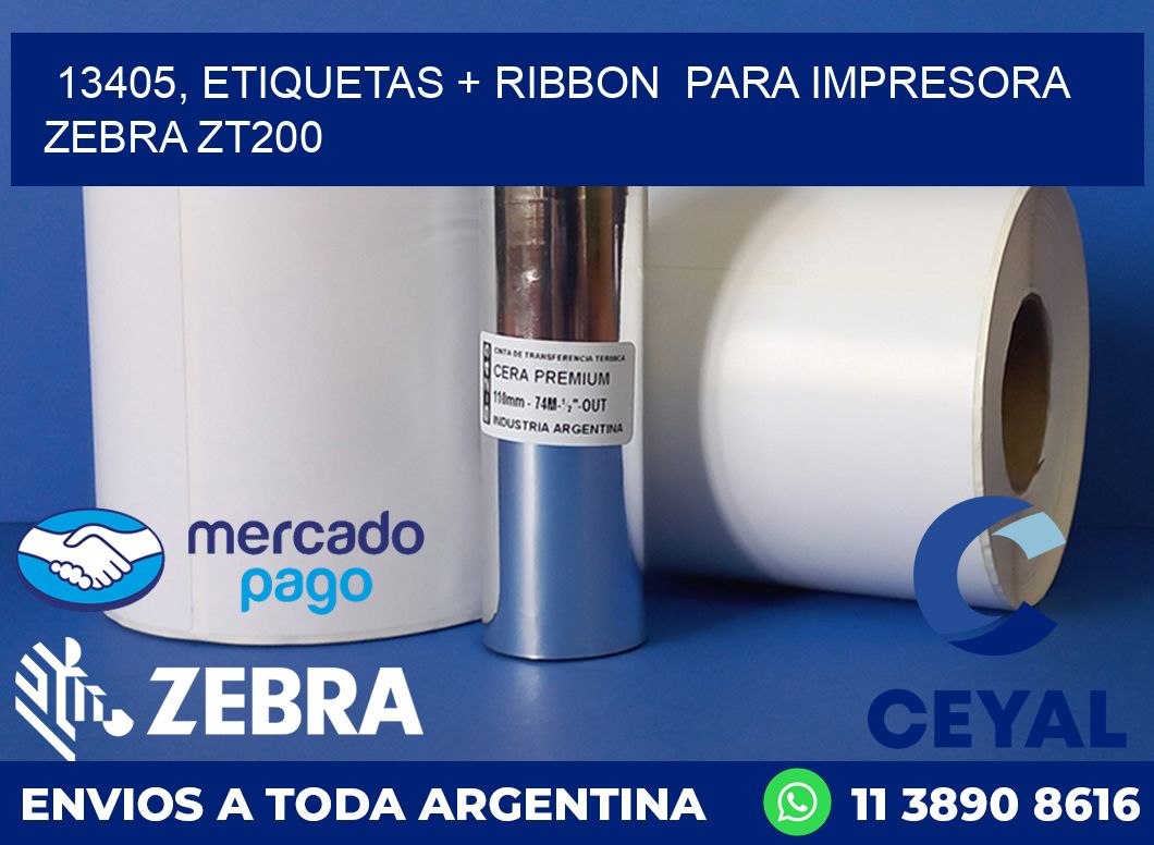 13405, etiquetas + ribbon  para impresora zebra ZT200