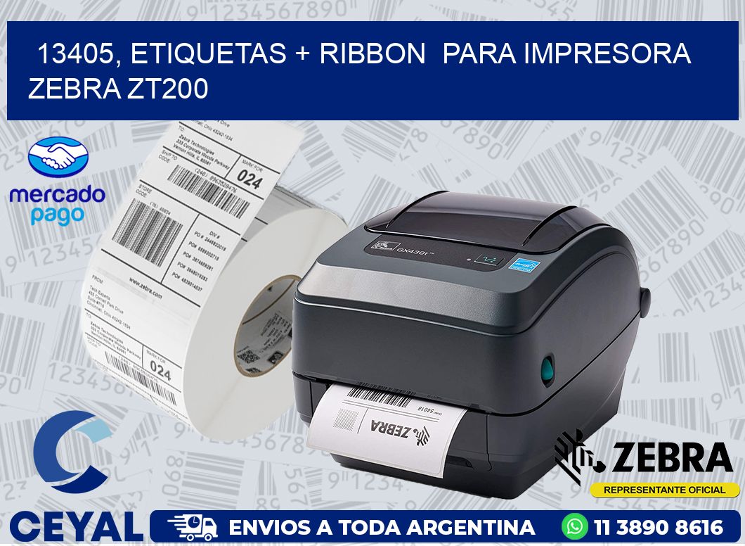 13405, etiquetas + ribbon  para impresora zebra ZT200