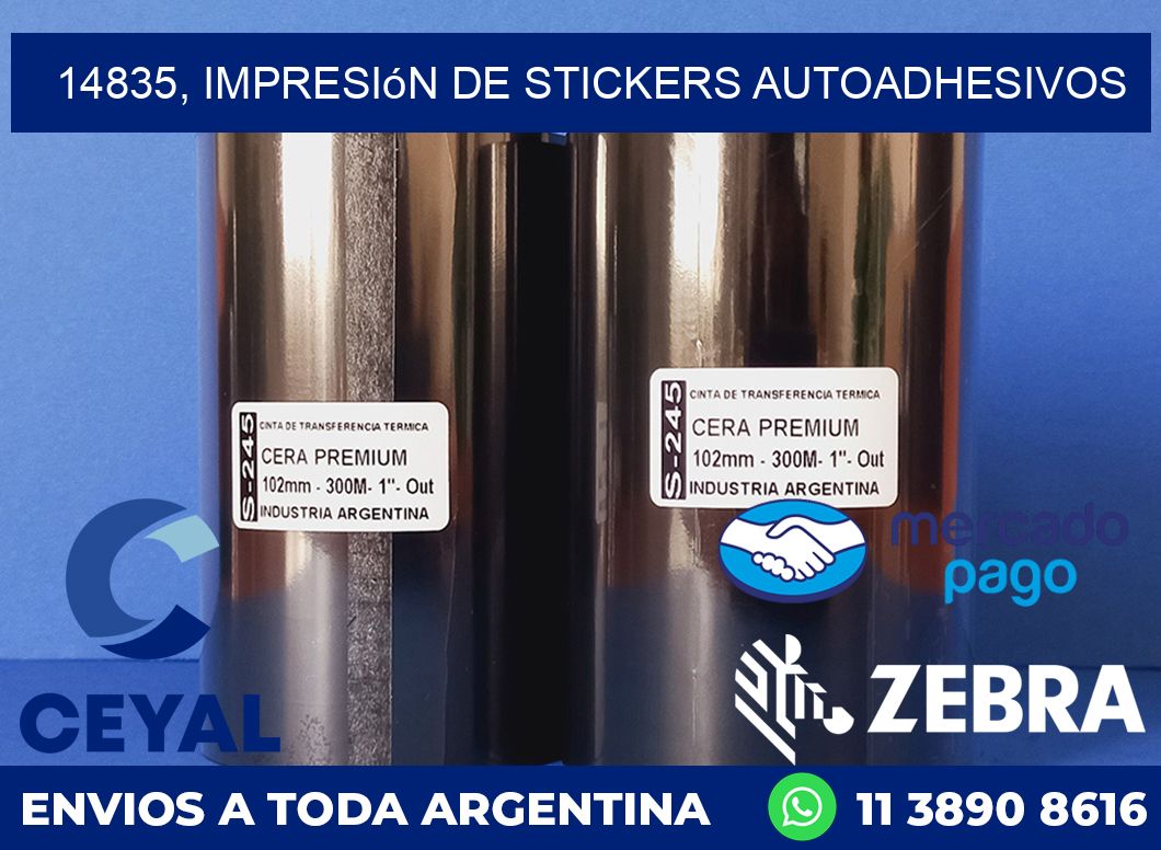 14835, impresión de stickers autoadhesivos