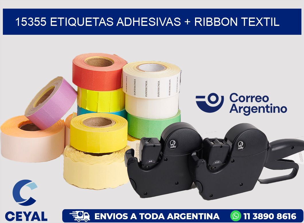 15355 ETIQUETAS ADHESIVAS + RIBBON TEXTIL