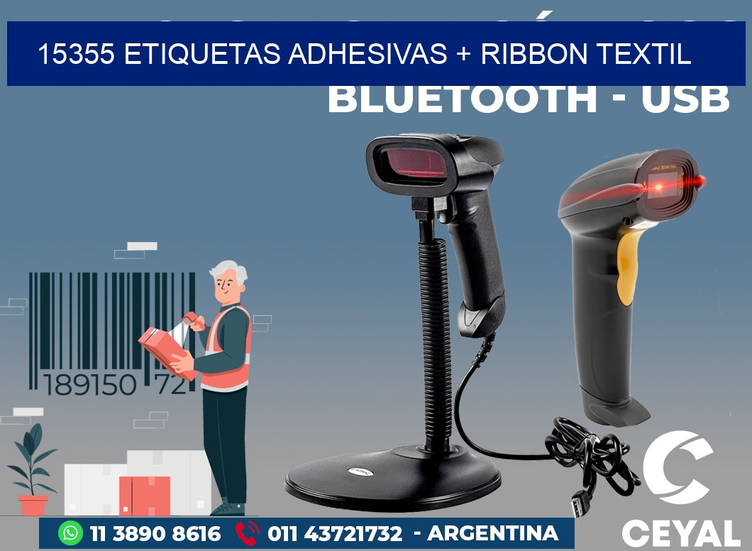 15355 ETIQUETAS ADHESIVAS + RIBBON TEXTIL