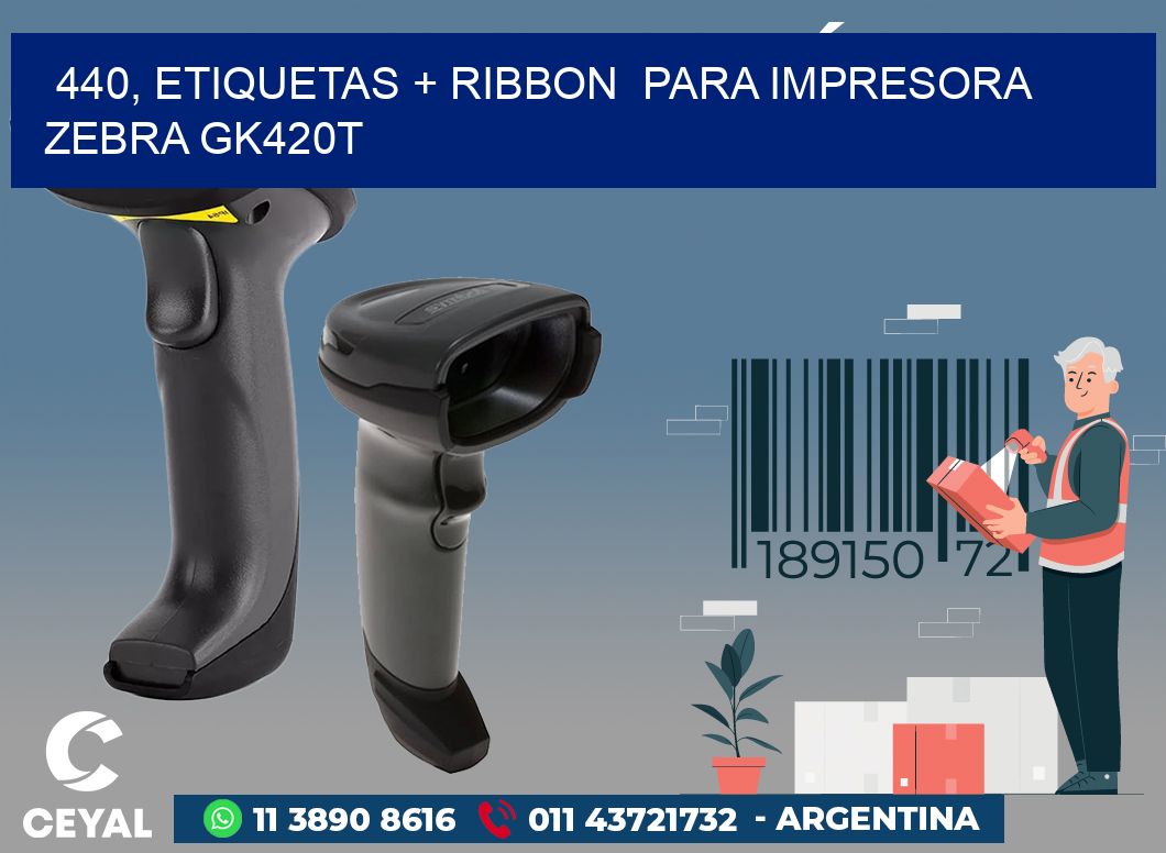 440, etiquetas + ribbon  para impresora zebra GK420T