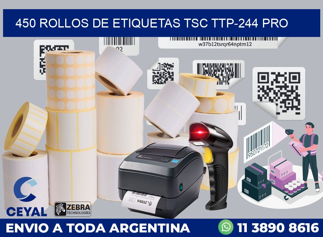 450 ROLLOS DE ETIQUETAS TSC TTP-244 PRO