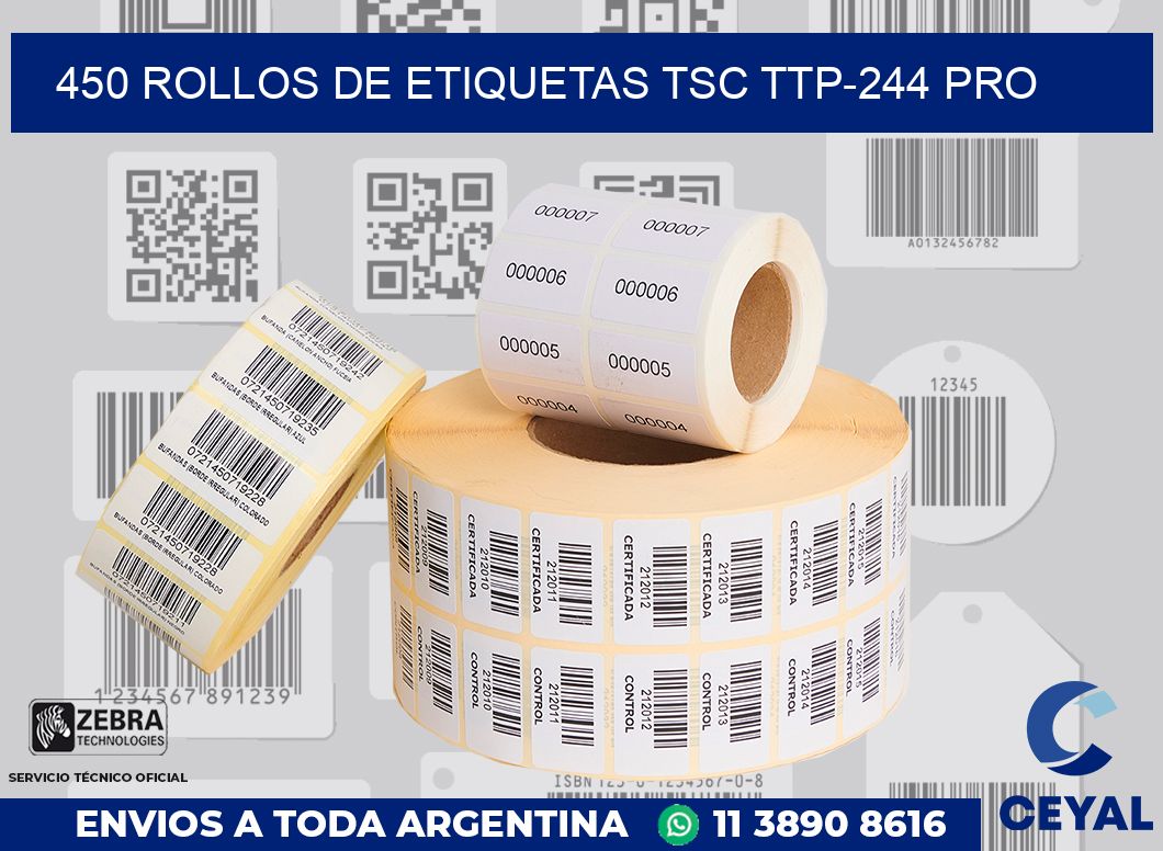 450 ROLLOS DE ETIQUETAS TSC TTP-244 PRO