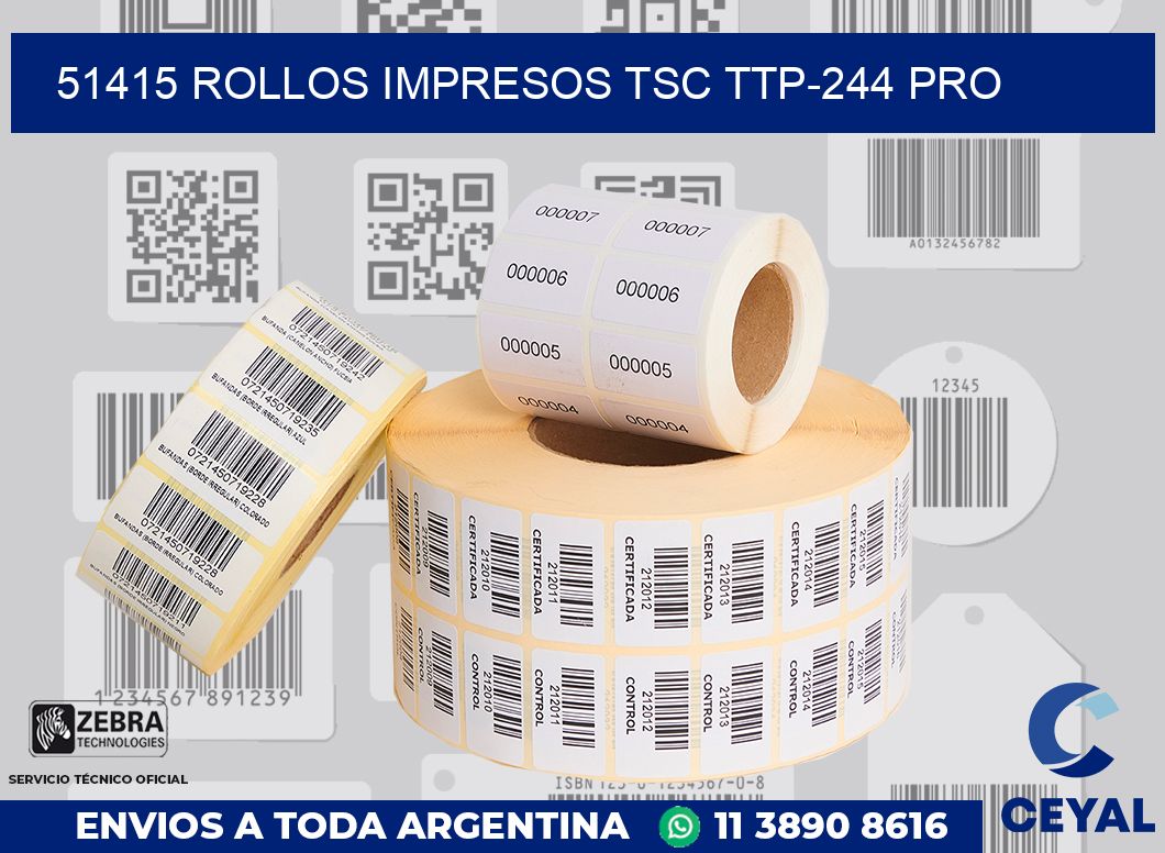 51415 ROLLOS IMPRESOS TSC TTP-244 PRO