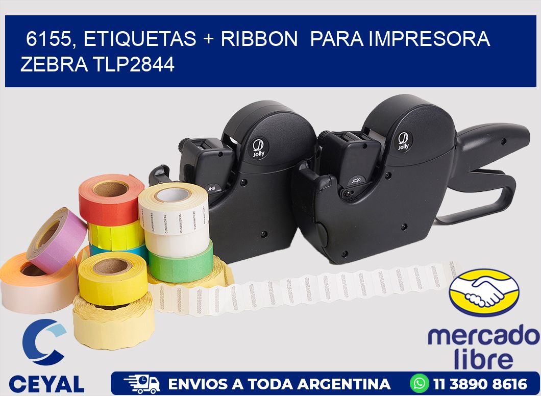 6155, etiquetas + ribbon  para impresora zebra TLP2844