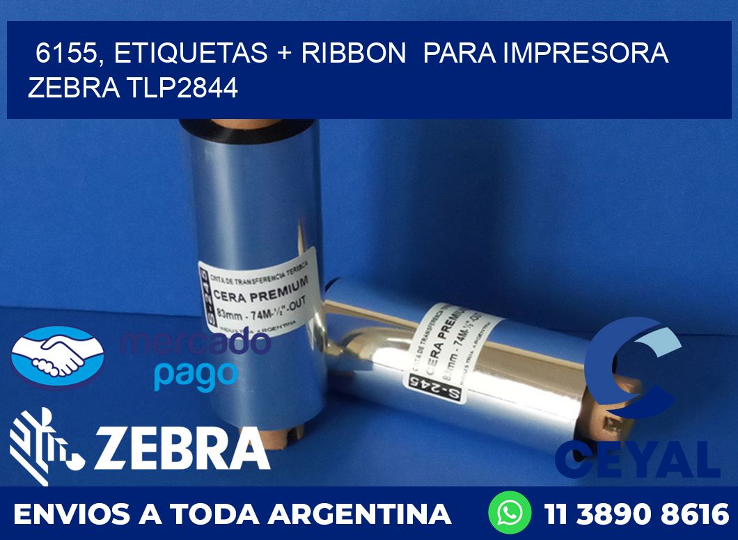 6155, etiquetas + ribbon  para impresora zebra TLP2844